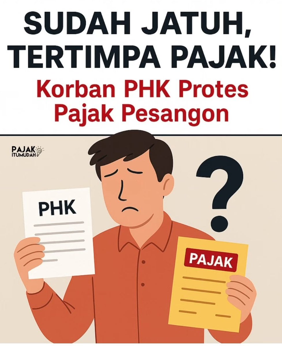Kok Pemerintah Seperti Drakula Yang Menghisap Darah Rakyat Sampai Kering Tak Tersisa😭

Korban PHK itu butuh uang pesangon untuk bertahan hidup, bayar makan, listrik, hingga pendidikan anak. Ketika pesangon mereka dipotong pajak 5% atau bahkan 25%, itu sangat menyulitkan!

Mikir
