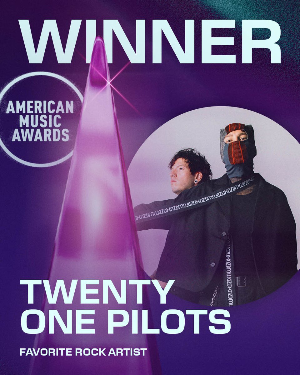 American Music Awards (@amas) on Twitter photo Big congrats to <a href="/twentyonepilots/">twenty one pilots</a> for winning Favorite Rock Artist at the #AMAs 🎶 Big congrats to <a href="/twentyonepilots/">twenty one pilots</a> for winning Favorite Rock Artist at the #AMAs 🎶
