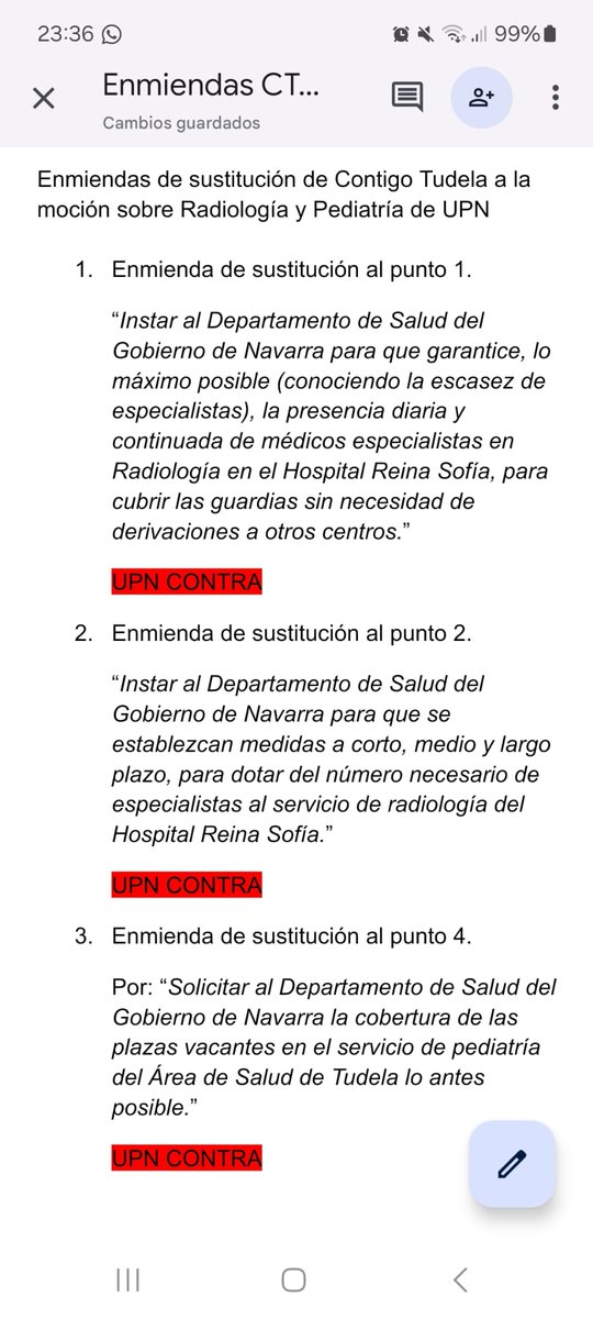 UPN vota en contra de nuestras propuestas para consensuar propuestas al Departamento de Salud para la mejora del Área de #Tudela.