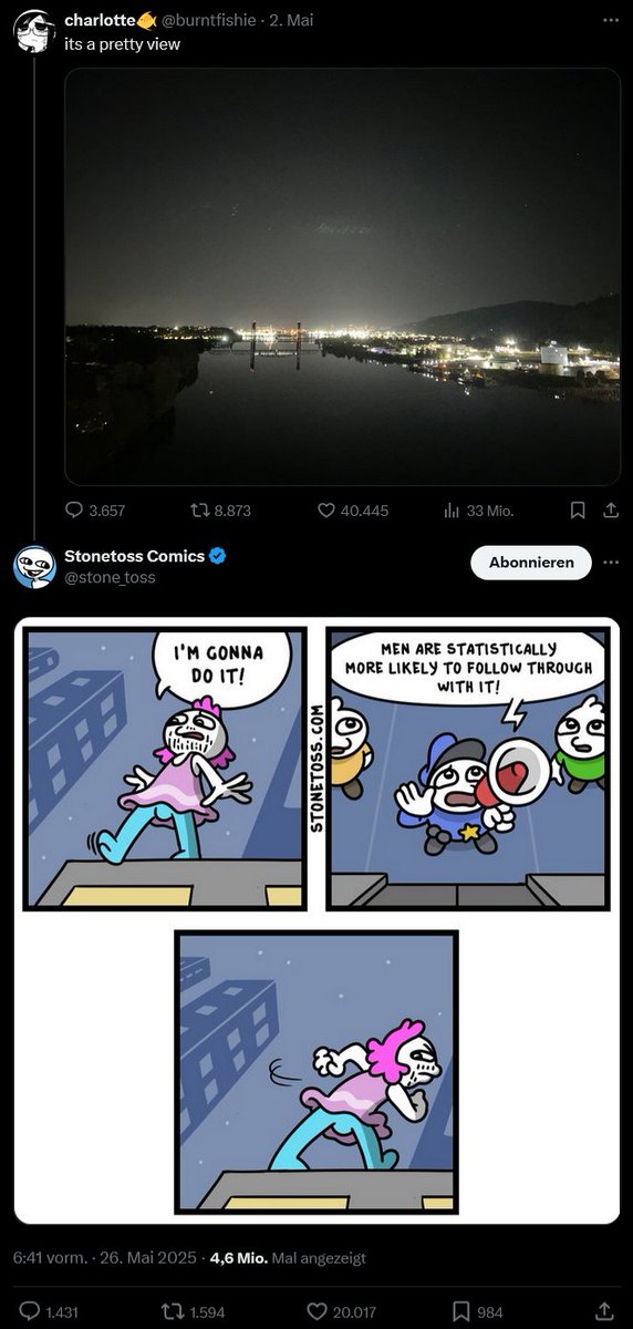 So einige Leute, die sich nun über Charlie Kirk Memes echauffieren, hatten übrigens kein Problem damit, dass sich hier vor ein paar Monaten tausende Leute über den Suizid einer 17-jährigen trans Person amüsiert haben. Will ich nur mal anmerken.