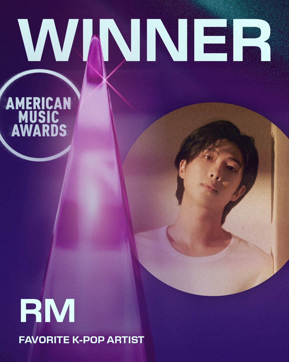 #RM of <a href="/bts_bighit/">BTS_official</a> just made history at the American Music Awards! 🏆🇺🇸
He took home Favorite K-Pop Artist, becoming the only K-pop act to win at the AMAs both as a soloist and with a group. 🔥🎤#BTS had won three trophies at the awards in 2021, and took two trophies home in