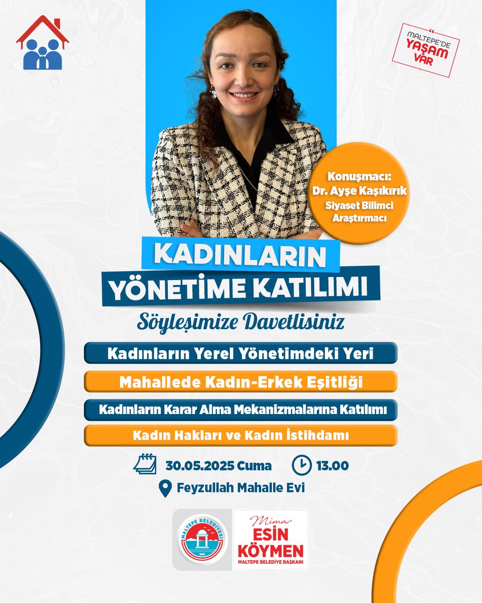 🤝Eşitlik, birlikte mümkün!

Mahallemizde toplumsal cinsiyet eşitliğini güçlendirmek, kadınların karar alma mekanizmalarına etkin katılımını sağlamak ve istihdamdaki engelleri birlikte tartışmak için bir araya geliyoruz. 
Tüm komşularımızı bekleriz.

🗓️ 30 Mayıs Cuma
🕐 13.00
📍