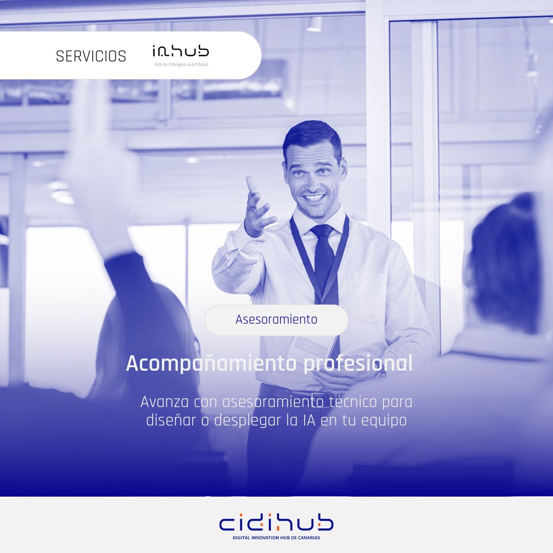 👀 No te pierdas en la IA.

✅ IAHUB te permite acceder a servicios de asesoramiento experto y acompañamiento técnico para que diseñes e implementes estrategias basadas en IA.

🔗 cidihub.org/iahub/

#CIDIHUBCanarias