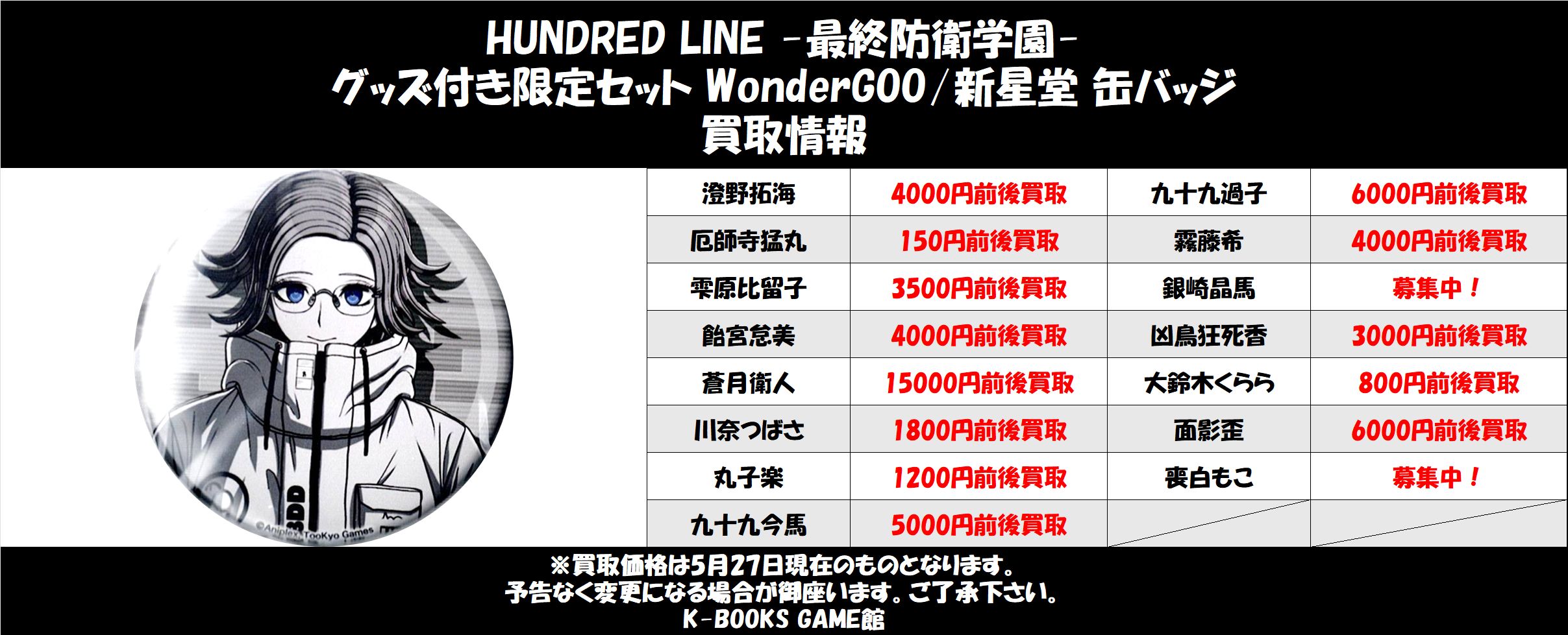 【未開封】ハンドレッドライン WonderGOO 予約特典 缶バッジ 全種セット 未開封】ハンドレッドライン WonderGOO 予約特典 缶バッジ 全種
