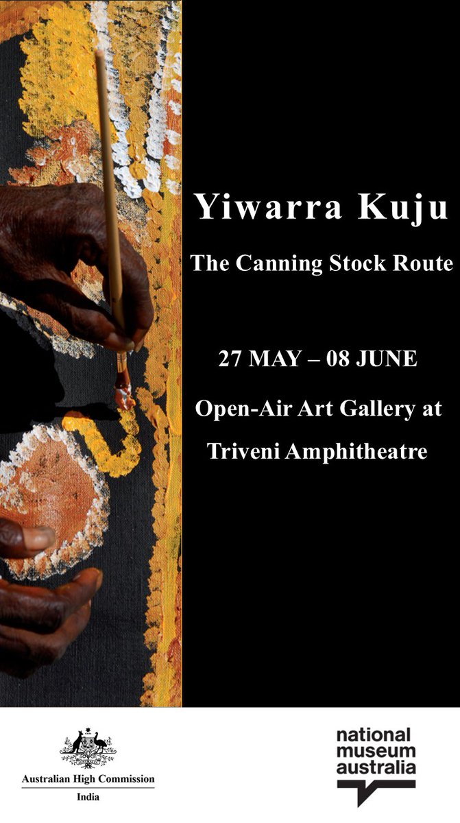 Philip Green OAM (@aushcindia) on Twitter photo This National Reconciliation Week, we are bringing <a href="/nma/">National Museum of Australia</a>’s 'Yiwarra Kuju: The Canning Stock Route' – to #Delhi.
The exhibition brings to life the stories, journeys & art of Australia’s First Nations people. On display at Triveni Kala Sangam till 8 June, don't miss out!
#NRW2025 This National Reconciliation Week, we are bringing <a href="/nma/">National Museum of Australia</a>’s 'Yiwarra Kuju: The Canning Stock Route' – to #Delhi.
The exhibition brings to life the stories, journeys & art of Australia’s First Nations people. On display at Triveni Kala Sangam till 8 June, don't miss out!
#NRW2025