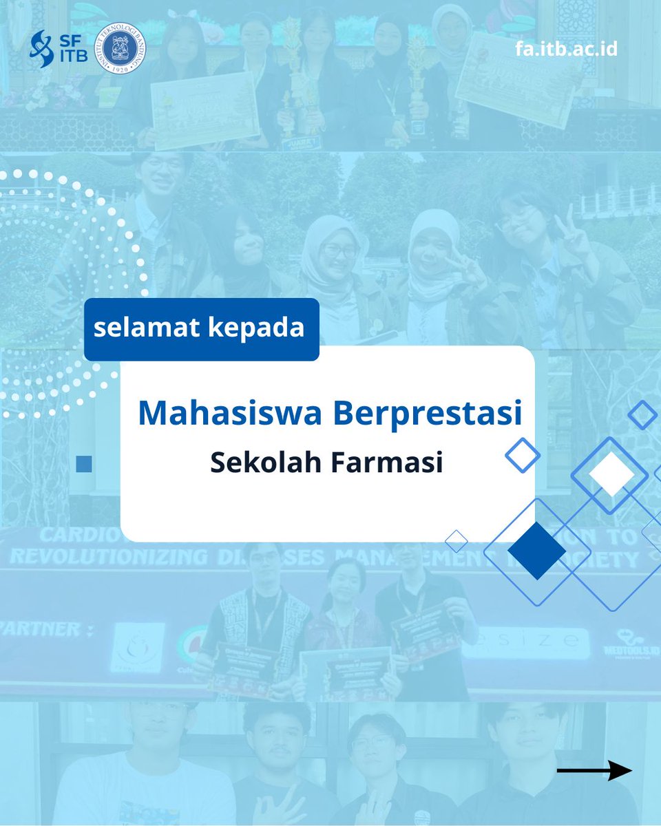 FarmasiItb's tweet photo. Selamat kepada Mahasiswa Berprestasi Sekolah Farmasi ITB.
Terima kasih atas kerja keras seluruh mahasiswa untuk meningkatkan prestasi Sekolah Farmasi ITB.
Semoga menjadi inspirasi untuk mahasiswa lain!
Selengkapnya di https://t.co/ZyPql3Ad9m https://t.co/4iPyr1VyhO