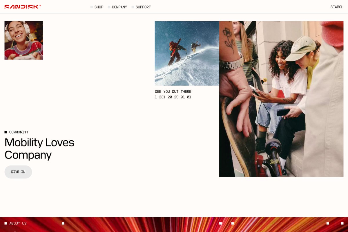 browsing_mode's tweet image. Sandisk (@SanDisk)
→ sandisk.com
Design: @ainoagency
Executive Creative Director: Stephen Hero
Creative/brand: Jordy Kuster
Agency: ELA Advertising / Smart Magic
Motion: Daisy Chain Studio