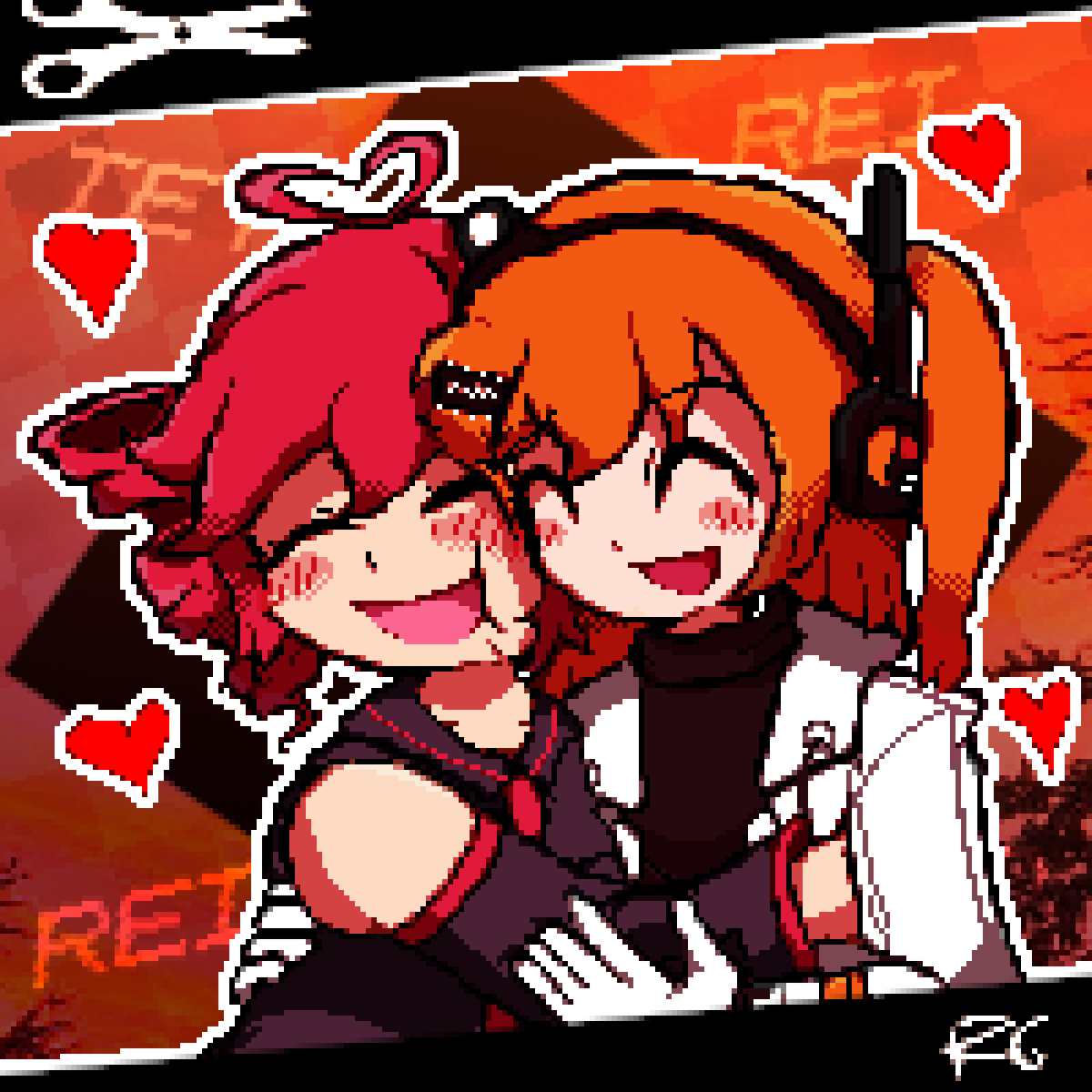 renoperuano's tweet photo. Un dibujo de las lesbian-, digo, de las novias🥖x 🤖

#tetorei #UTAU #pixelart

#重音テト #kasaneteto  x  #adachirei #足立レイ https://t.co/FwC3TgDkKj