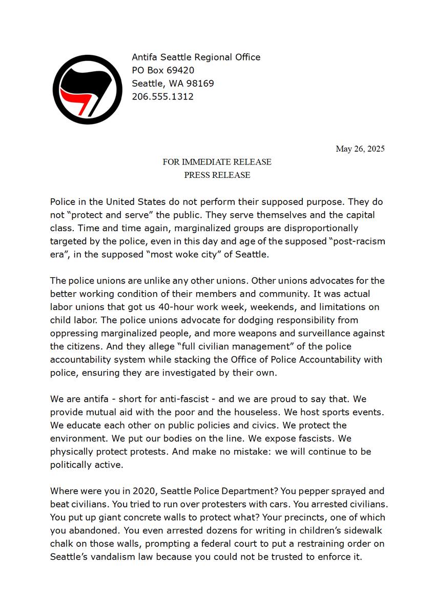 Athena_Bellorum's tweet photo. #SeattleProtest #SeattleProtests #DefundSPDPolice in the United States do not perform their supposed purpose. They do not “protect and serve” the public. They serve themselves and the capital class. Time and time again, marginalized groups are disproportionally targeted by ... https://t.co/g4XaLOvqKc