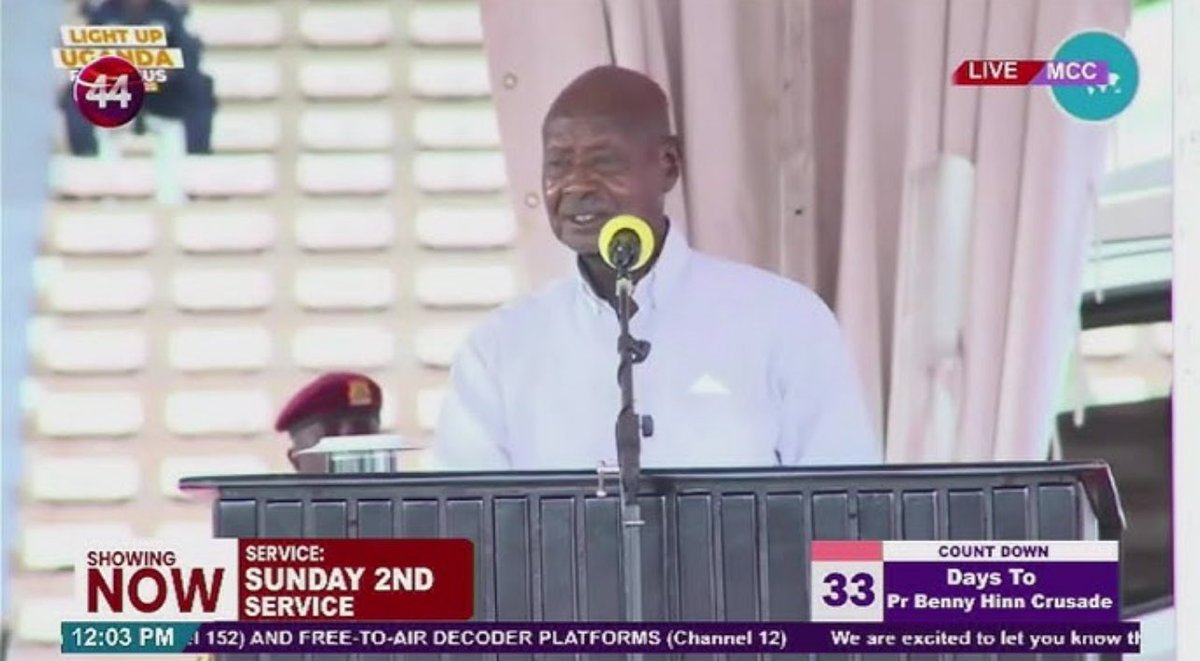 Channel44LIVE's tweet photo. At Kololo, President Museveni praised Pastor Robert Kayanja and the Balokole movement, revealing how old churches once pushed him to ban them. “I said no—if they’re lying, God will deal with them.” Today, their impact on Uganda is undeniable. #Museveni #Kayanja #Balokole https://t.co/YoXNM6e76o