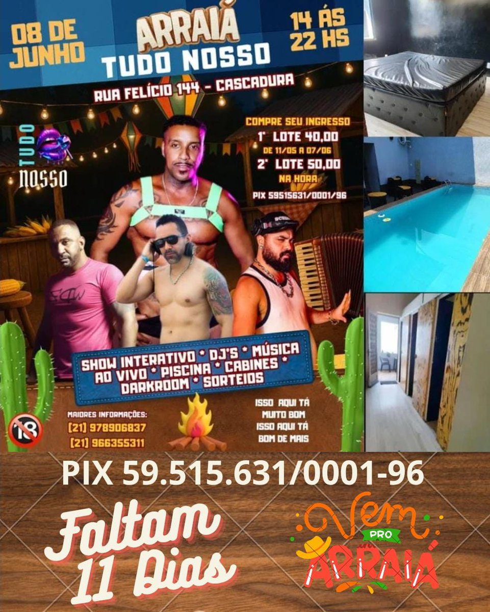 TudoNossoof (@tnossoof) on Twitter photo 🪅🔥 ARRAIÁ TUDO NOSSO 🔥🪅
DOMINGO • 08/JUNHO • 14H ÀS 22H
🪅CASCADURA - RIO DE JANEIRO🪅
🎟️ ANTECIPADOS
VIA PIX🔑 59.515.631/0001-96
1° Lote R$ 40 válido até 07/06
2° Lote R$ 50 no dia da festa
comprovante com nome completo para:
21 97397-0951
21 96635-5311
⚙️<a href="/TNossoof/">TudoNossoof</a> 🪅🔥 ARRAIÁ TUDO NOSSO 🔥🪅
DOMINGO • 08/JUNHO • 14H ÀS 22H
🪅CASCADURA - RIO DE JANEIRO🪅
🎟️ ANTECIPADOS
VIA PIX🔑 59.515.631/0001-96
1° Lote R$ 40 válido até 07/06
2° Lote R$ 50 no dia da festa
comprovante com nome completo para:
21 97397-0951
21 96635-5311
⚙️<a href="/TNossoof/">TudoNossoof</a>