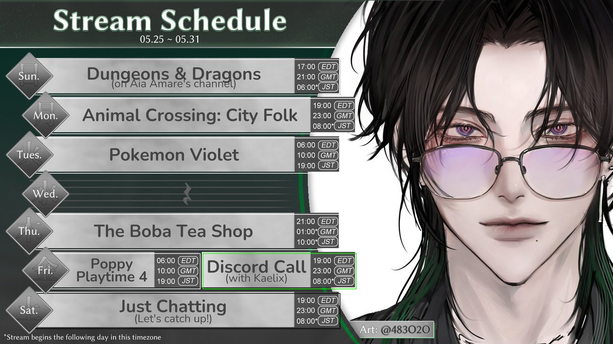 ZealGinjoka's tweet image. ‖ 11th Schedule ♪ 

📅 05.25 ~ 05.31

⁘ Illustration: @/483O2O