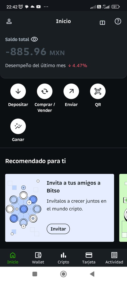 JhonnyVal13's tweet photo. @Bitso me pueden explicar porque tengo un saldo negativo???? Y han desaparecido las criptos que tenía en el wallet https://t.co/DiSP3im7JA