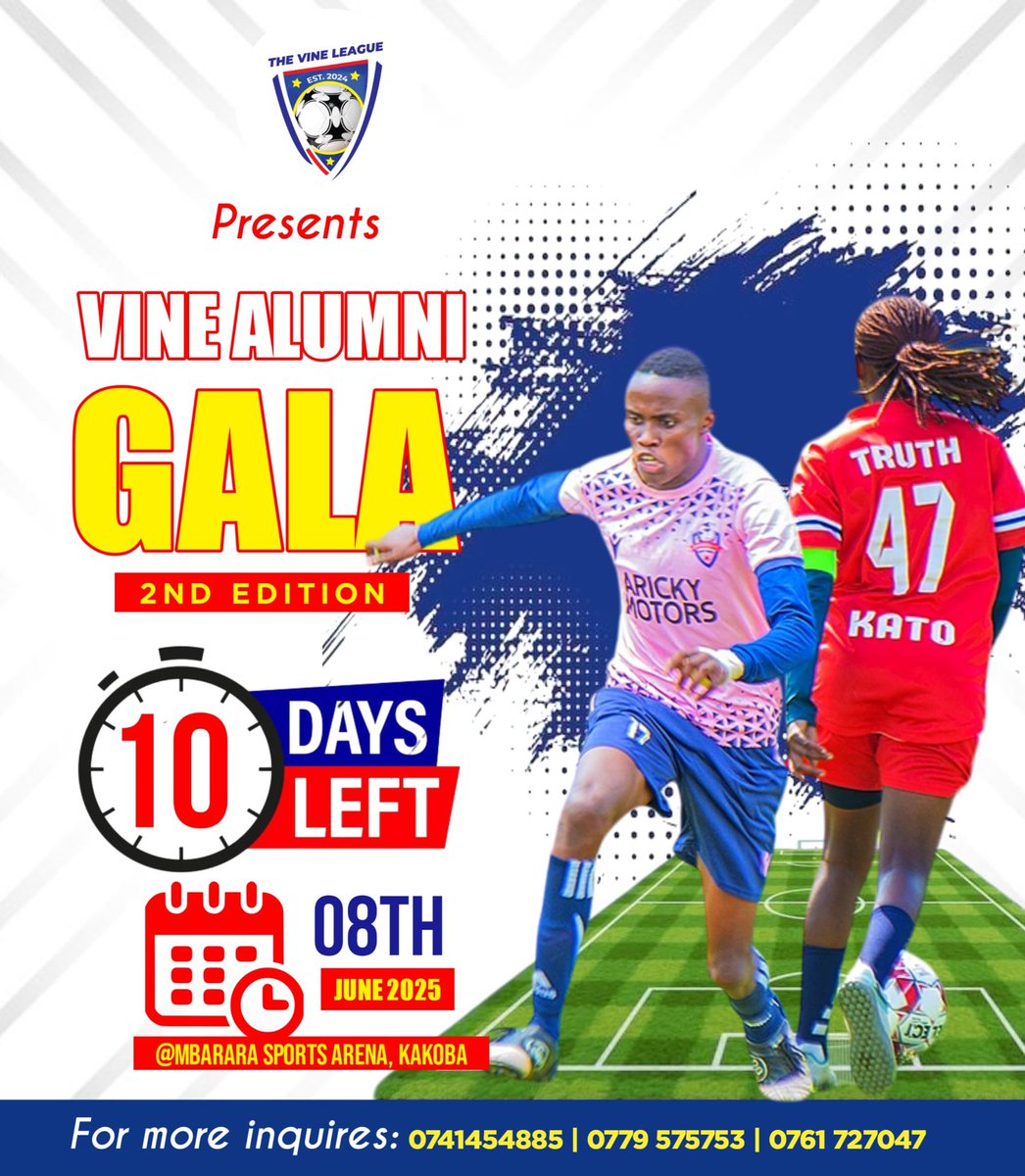 VINE_HS_ALUMNI's tweet image. The wait is getting shorter, here we go🥳
#TheVineAlumniGala2ndEdition
Mbarara Sports Arena 🏟️ 
Tell a friend to tell a friend❤️❤️🥳🥳