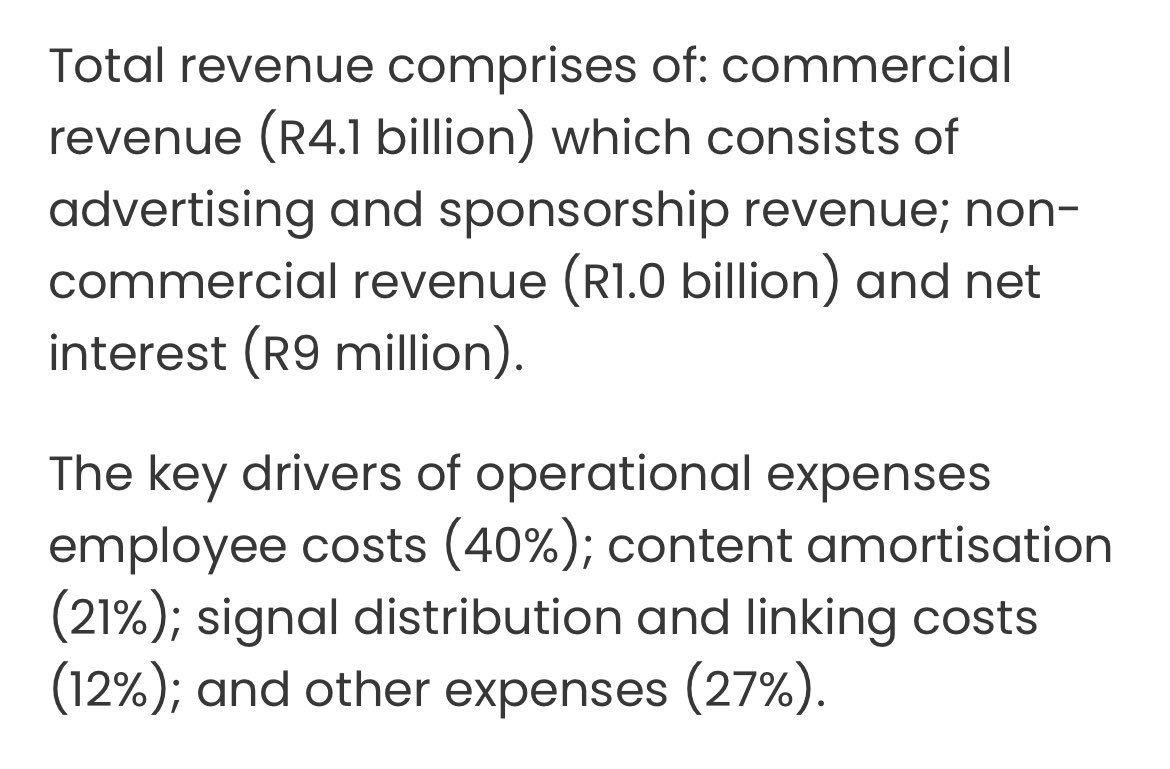 SABC makes 80% of its revenue from advertising etc. 

The problem with ZBC licence fees is that it allows ZBC to forget its audience. Infact to ignore them completely like how AirZim, GMB etc ignore their customers. 

Forgetting advertisers and relying on tax payers won’t help