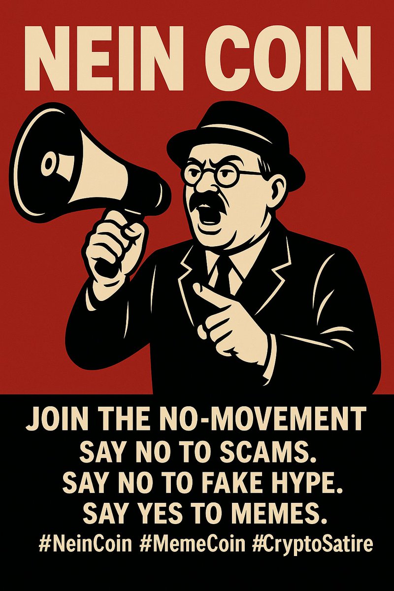 NEINCOIN's tweet photo. Welcome to the revolution of memes, satire, and community-driven values.
This isn't just another coin, it's a movement.
#NeinCoin #MemeCoinMovement #CryptoSatire #NoToScams #YesToCommunity #AltcoinSeason #Web3Humor #PresidenNein #PumfunReady #DegensUnite https://t.co/2oCjvu5387