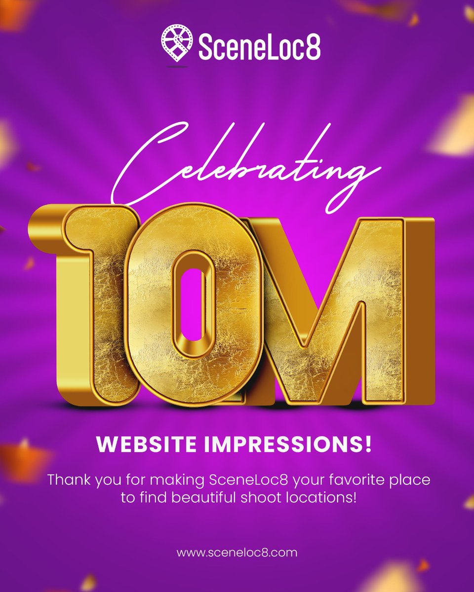 sceneloc8's tweet photo. 📷 We’re celebrating a monumental milestone—10 MILLION website impressions! 📷

A huge THANK YOU to our amazing community for making SceneLoc8 your go-to platform for discovering stunning shoot locations.

#Sceneloc8 #10MillionImpressions #CinematicSpots #PhotographyLocations https://t.co/02qgdGrF41