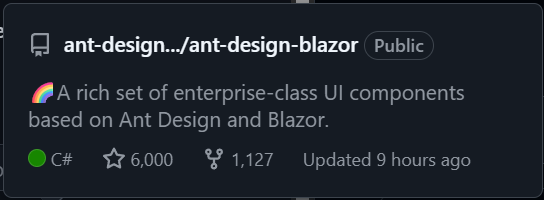 shunjiey's tweet photo. 🎉Ant Design Blazor got 6000 stars!⭐️🤗
#antdesign #blazor #dotnet https://t.co/Rs9xU0TzrW
