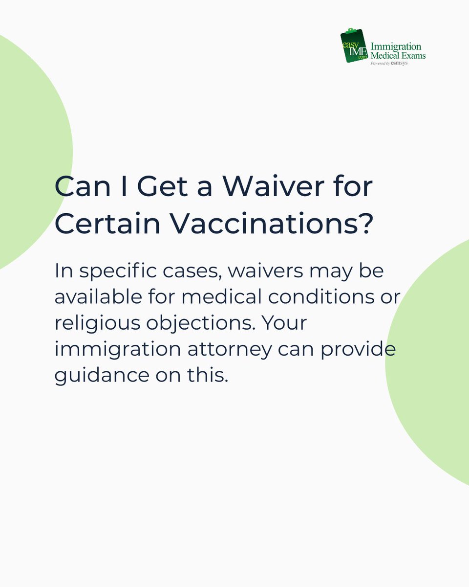 easyIME's tweet image. Demystifying the vaccination requirements for the I-693 medical exam.
Ensure you meet all necessary health standards.
#I693Vaccinations #ImmigrationRequirements #CivilSurgeon #VaccinationRecords #easyIMEInfo