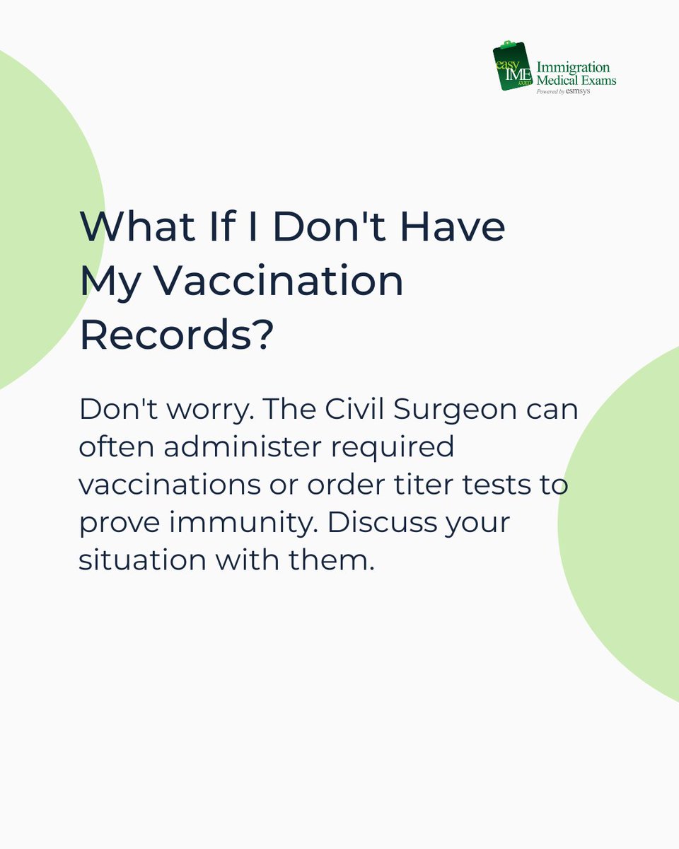 easyIME's tweet image. Demystifying the vaccination requirements for the I-693 medical exam.
Ensure you meet all necessary health standards.
#I693Vaccinations #ImmigrationRequirements #CivilSurgeon #VaccinationRecords #easyIMEInfo