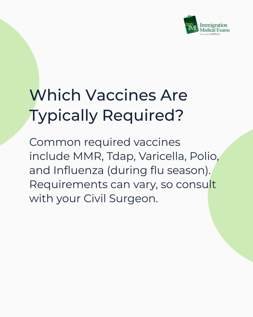 easyIME's tweet image. Demystifying the vaccination requirements for the I-693 medical exam.
Ensure you meet all necessary health standards.
#I693Vaccinations #ImmigrationRequirements #CivilSurgeon #VaccinationRecords #easyIMEInfo