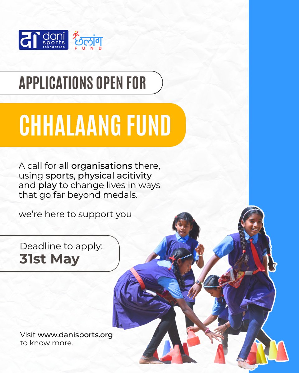 #RequestforProposal | Dani Sports Foundation invites proposals for the Chhalaang Fund
 The Chhalaang Fund aims to support high-impact, mission-aligned non-profits working at the intersection of sports and development.

 🔗 Apply: ngobox.org/full_rfp_eoi_R…
#ChhalaangFund