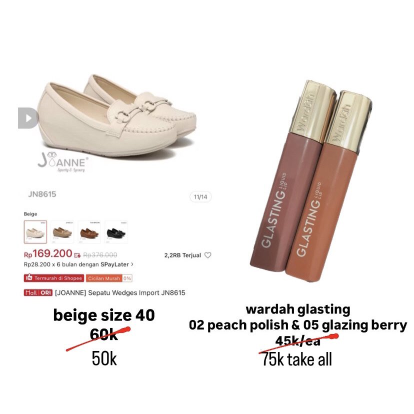 jaemineluv's tweet photo. @shwesbambi ada sepatu sama glasting 02 38k aja kak bisa cod freeong yukkk https://t.co/L3GAbvIUnE