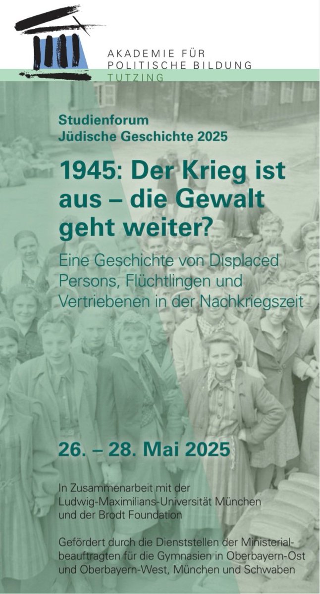 Philipp Lenhard (@philipplenhard) on Twitter photo Freue mich sehr auf das Studienforum Jüdische Geschichte 2025 in der Akademie für Politische Bildung in Tutzing, das sich spezifisch an Schülerinnen und Schüler aus Oberbayern und Schwaben richtet. Es gibt wieder ein tolles Programm:
apb-tutzing.de/programm/tagun… Freue mich sehr auf das Studienforum Jüdische Geschichte 2025 in der Akademie für Politische Bildung in Tutzing, das sich spezifisch an Schülerinnen und Schüler aus Oberbayern und Schwaben richtet. Es gibt wieder ein tolles Programm:
apb-tutzing.de/programm/tagun…