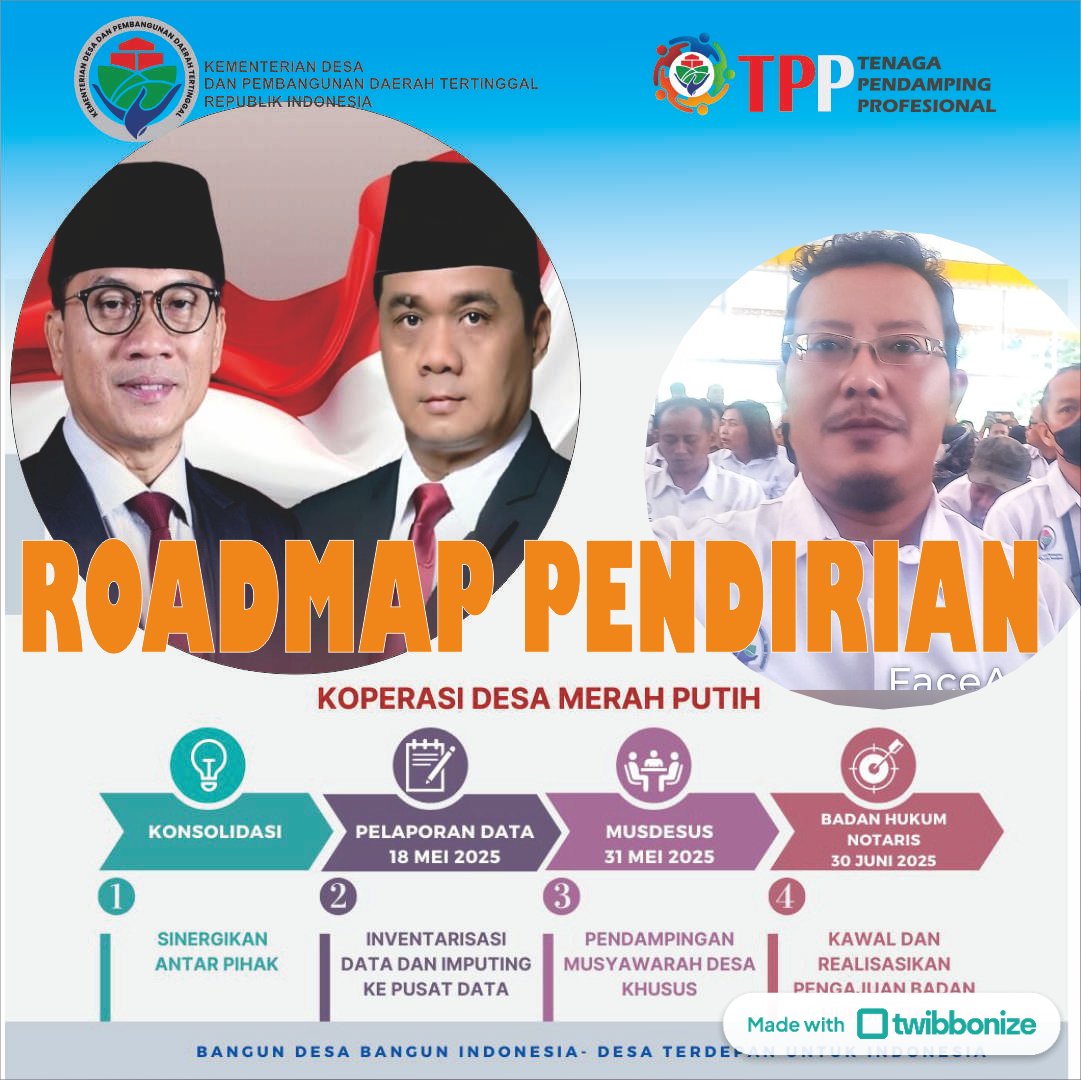 C Ramlee S (@chaidirramlees) on Twitter photo Percepatan Progress KOPERASI DESA MERAH PUTIH se Indonesia
#KoperasiMerahPutihbersamaTPP
#TPPBersamaMenteriDesa
<a href="/prabowo/">Prabowo Subianto</a>
<a href="/YandriSusanto27/">Yandri Susanto</a>
<a href="/ArizaPatria/">Ariza Patria</a>
<a href="/taufikmadjid71/">IG : taufik.madjid</a>
<a href="/kemendespdt/">#BangunDesaBangunIndonesia</a>
<a href="/bpsdmkemendesa/">Bpsdm Kemendesa</a>
<a href="/desapenusantara/">desapesonanusantara</a> Percepatan Progress KOPERASI DESA MERAH PUTIH se Indonesia
#KoperasiMerahPutihbersamaTPP
#TPPBersamaMenteriDesa
<a href="/prabowo/">Prabowo Subianto</a>
<a href="/YandriSusanto27/">Yandri Susanto</a>
<a href="/ArizaPatria/">Ariza Patria</a>
<a href="/taufikmadjid71/">IG : taufik.madjid</a>
<a href="/kemendespdt/">#BangunDesaBangunIndonesia</a>
<a href="/bpsdmkemendesa/">Bpsdm Kemendesa</a>
<a href="/desapenusantara/">desapesonanusantara</a>