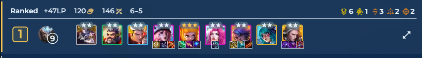 i was in 2nd, with 12hp, 1st place had 47. I hit annie 3* and needed 1 viego to 3* him - with 24 gold, and the guy surrendered...i hope this guy wakes up to a million baby spiders all over him.