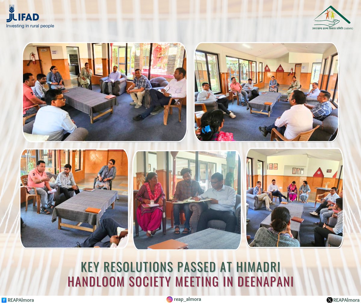 Collective meeting held at Himadri Handloom &amp; Handicraft Cooperative, Deenapani. Key discussions included share capital withdrawal, financial record training, group formation, bank membership process, and approval of ₹3 lakh loan proposal. 
<a href="/REAPUttarakhand/">REAP Uttarakhand</a>