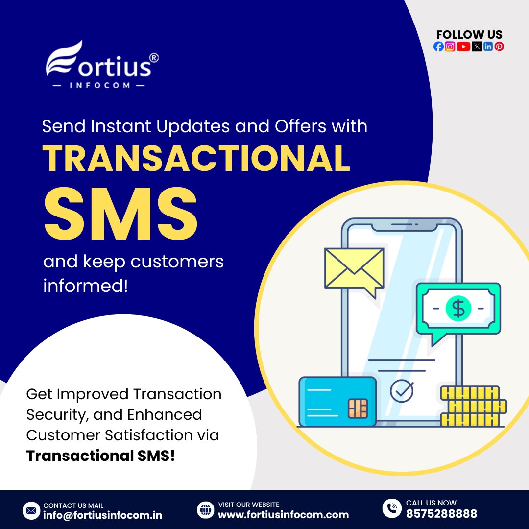 fortiusinfocom's tweet image. Connect &amp;amp; Convert Fast! ➡️ Account Alerts and Updates!    

Enhancing the user experience and reducing anxiety about online purchases! 

#TransactionalSMS 
☎ +91 8572 88888
💻 fortiusinfocom.com/bulk_sms