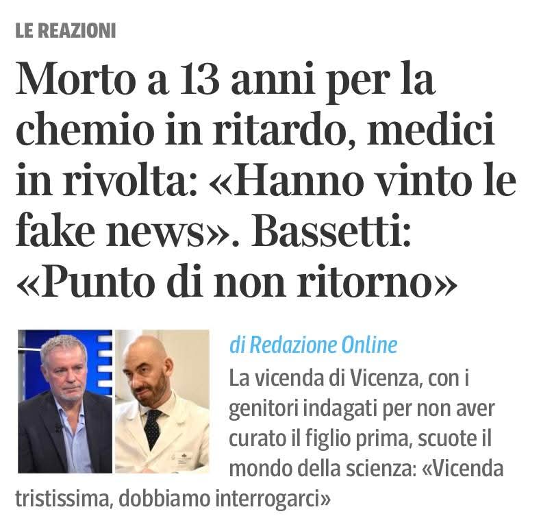Non li vaccinano.
Rifiutano loro le terapie oncologiche.
Li curano con prodotti omeopatici.
Li portano in visita dai fuffa-guru.

... L'ignoranza uccide più dei virus, ormai.
E a farne le spese sono i figli minorenni di genitori scellerati. 

Che schifo.
