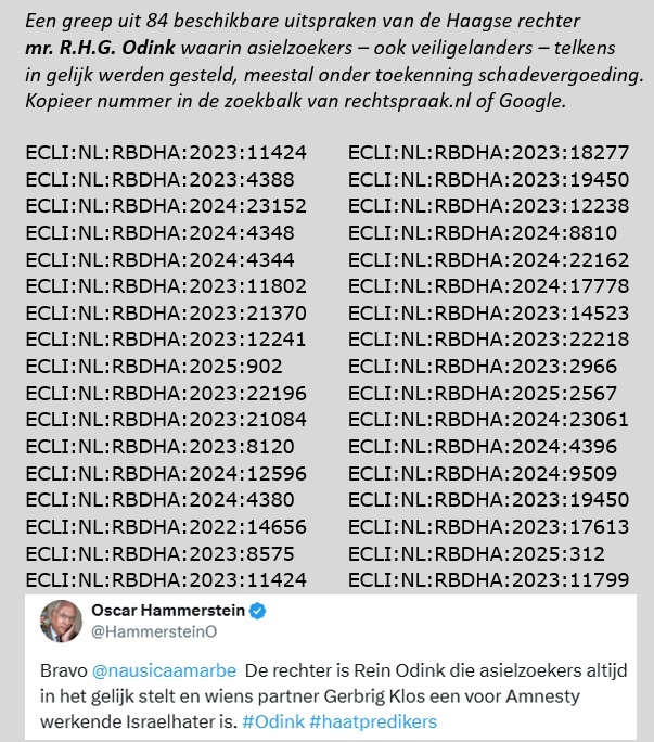 28 uitgeprocedeerde asielzoekers die NL moeten verlaten maar dat weigerden, zijn door de Haagse rechter mr. R.H.G. Odink in het gelijk gesteld. Minister Faber mag hen niet de bed, bad, broodregeling ontzeggen. Faber wil ze daar weg hebben voor uitzetting.

nos.nl/l/2568834