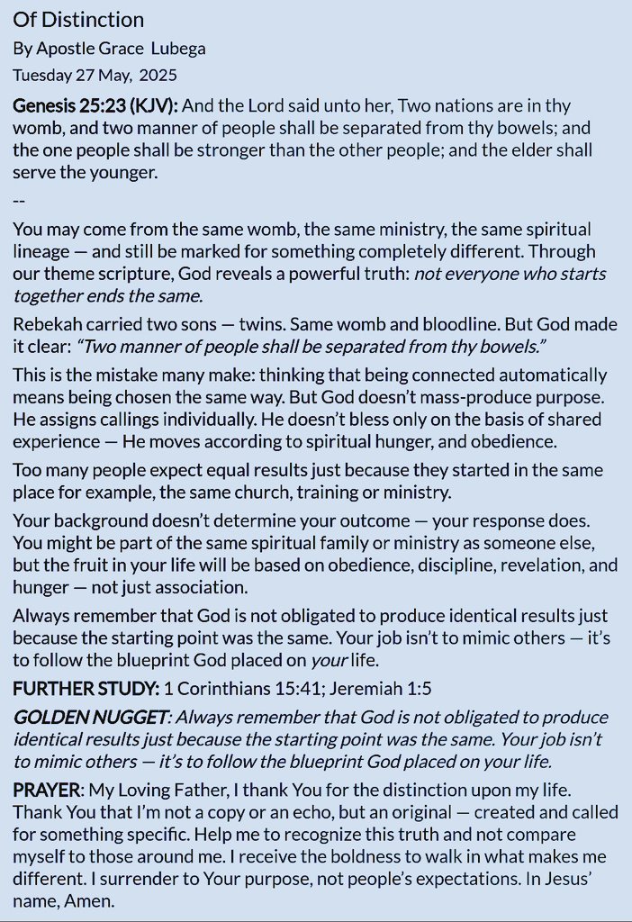 "OF DISTINCTION"

#PhanerooDevotion 
#MyGreatPrice2025