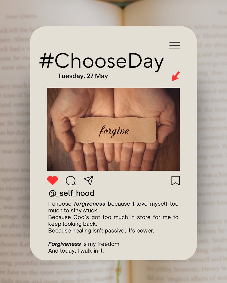 Forgiveness isn’t weakness, it’s high-level healing.
I choose peace over pride. God’s got better for me, so I’m letting go of what was.
#ChooseDay #ForgivenessThread #LetGoLetGod #selfhood #blessed #peace