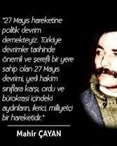 İktidar olur olmaz
ülkeyi NATO'ya teslim eden,
aydın avı başlatan,
kötülüğü körükleyen Menderes
27 Mayıs 1960'da iktidardan indirildiğinde
ülke nefes aldı.
O ortamda TİP, DİSK,TÖB-DER kuruldu,
68 kuşağı o ortamda filizlendi...
#27Mayıs ışıltısını
12 Mart 1971 faşizminde boğdular!