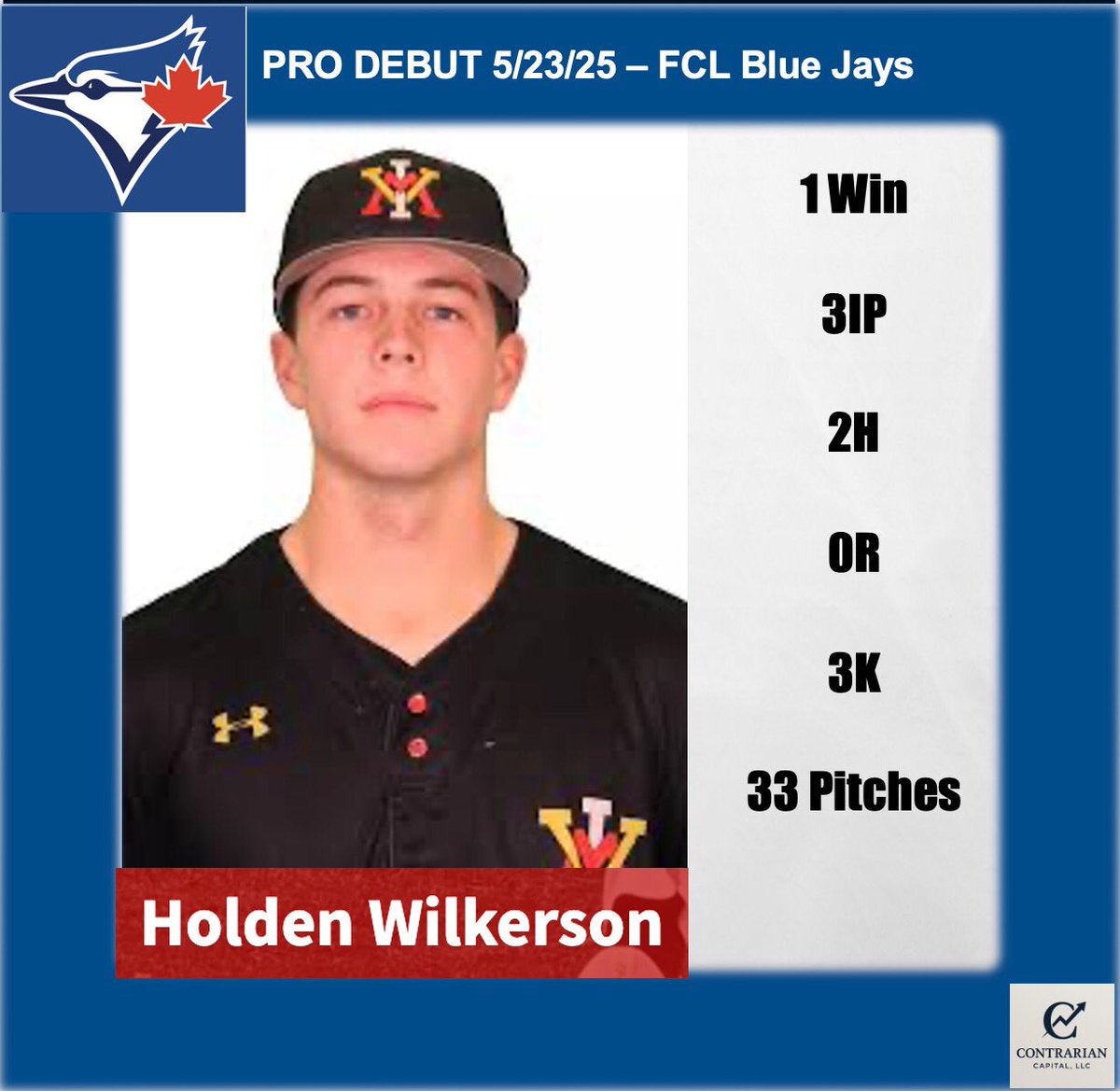 Otis Bunkmeyer Jr., CFA (@otisbunkmeyer) on Twitter photo Congratulations to <a href="/VMIbaseco/">VMI Baseball</a> alum RHP Holden Wilkerson’25 on his sensational pro debut on 5/23. Wilkerson earned a win in his debut working 3 perfect innings while punching out 3 across 33 pitches. Wilkerson was an 18th round pick by the <a href="/BlueJays/">Toronto Blue Jays</a> in the ‘24 <a href="/MLB/">MLB</a> draft. 📈 Congratulations to <a href="/VMIbaseco/">VMI Baseball</a> alum RHP Holden Wilkerson’25 on his sensational pro debut on 5/23. Wilkerson earned a win in his debut working 3 perfect innings while punching out 3 across 33 pitches. Wilkerson was an 18th round pick by the <a href="/BlueJays/">Toronto Blue Jays</a> in the ‘24 <a href="/MLB/">MLB</a> draft. 📈
