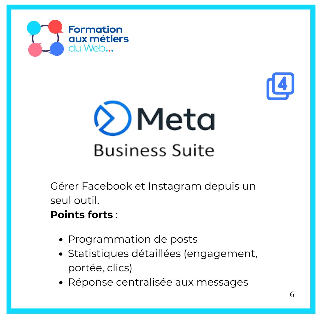 📅 Meta Business Suite
Gérez Facebook + Insta au même endroit.
→ Programmez vos posts
→ Répondez aux messages
→ Analysez vos résultats
📍 business.facebook.com