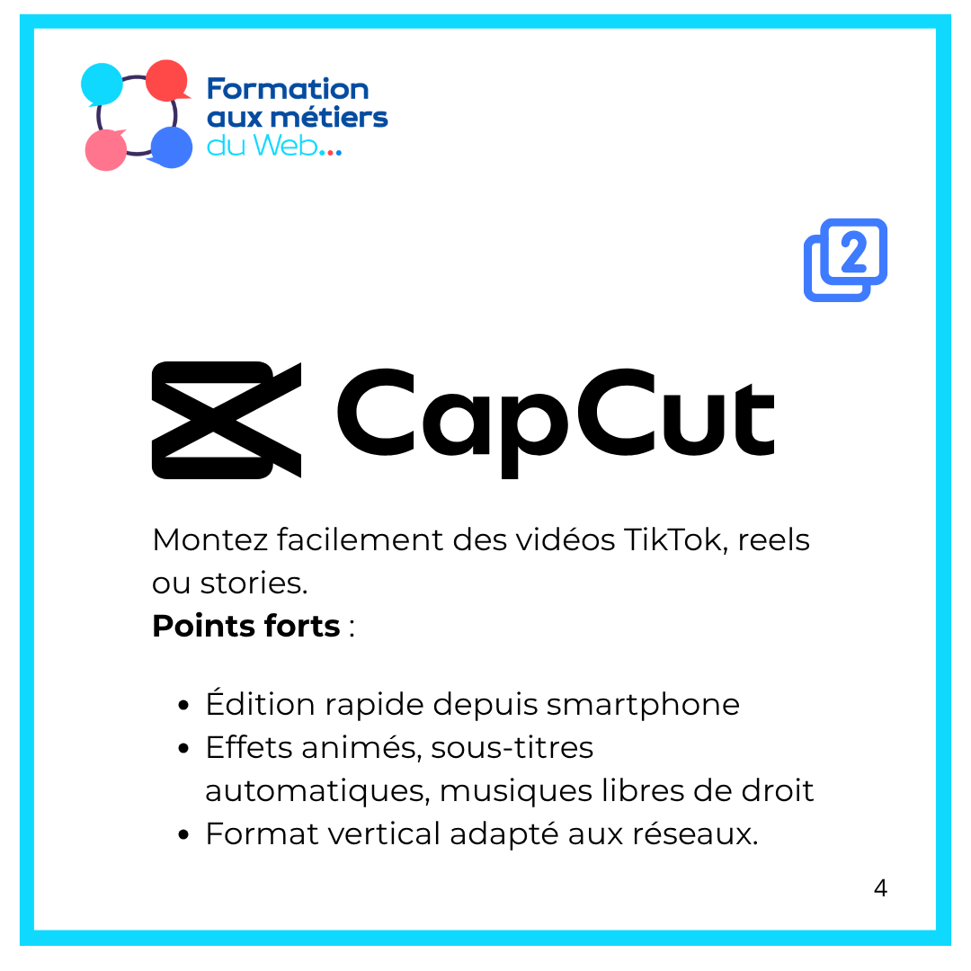 🎥 #CapCut
Pour des vidéos dynamiques façon TikTok ou reels.
→ Effets stylés
→ Montage rapide depuis mobile
→ Sous-titres automatiques
📍 capcut.com