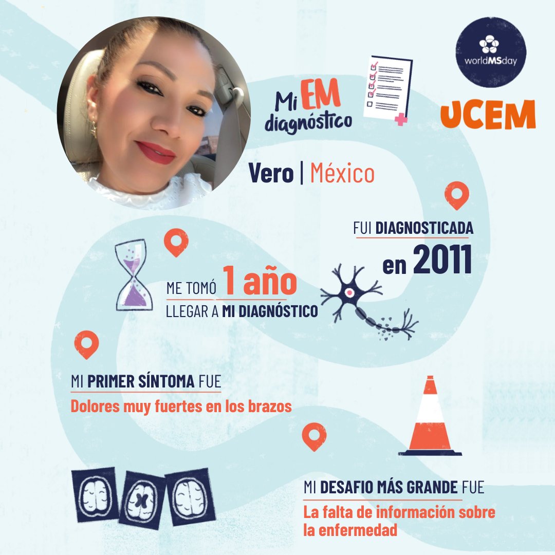 A <a href="/Veroomtz69/">Vero Mtz</a>, presidenta de UCEM, un dolor muy fuerte en brazos y piernas la llevó a buscar atención médica y le tomó un año saber su diagnóstico: #𝗘𝘀𝗰𝗹𝗲𝗿𝗼𝘀𝗶𝘀𝗠ú𝗹𝘁𝗶𝗽𝗹𝗲. ¿Para ti cómo fue? #NavegandoJuntosLaEM #MiDiagnósticoDeEM #DíaMundialDeLaEM #WorldMSDay