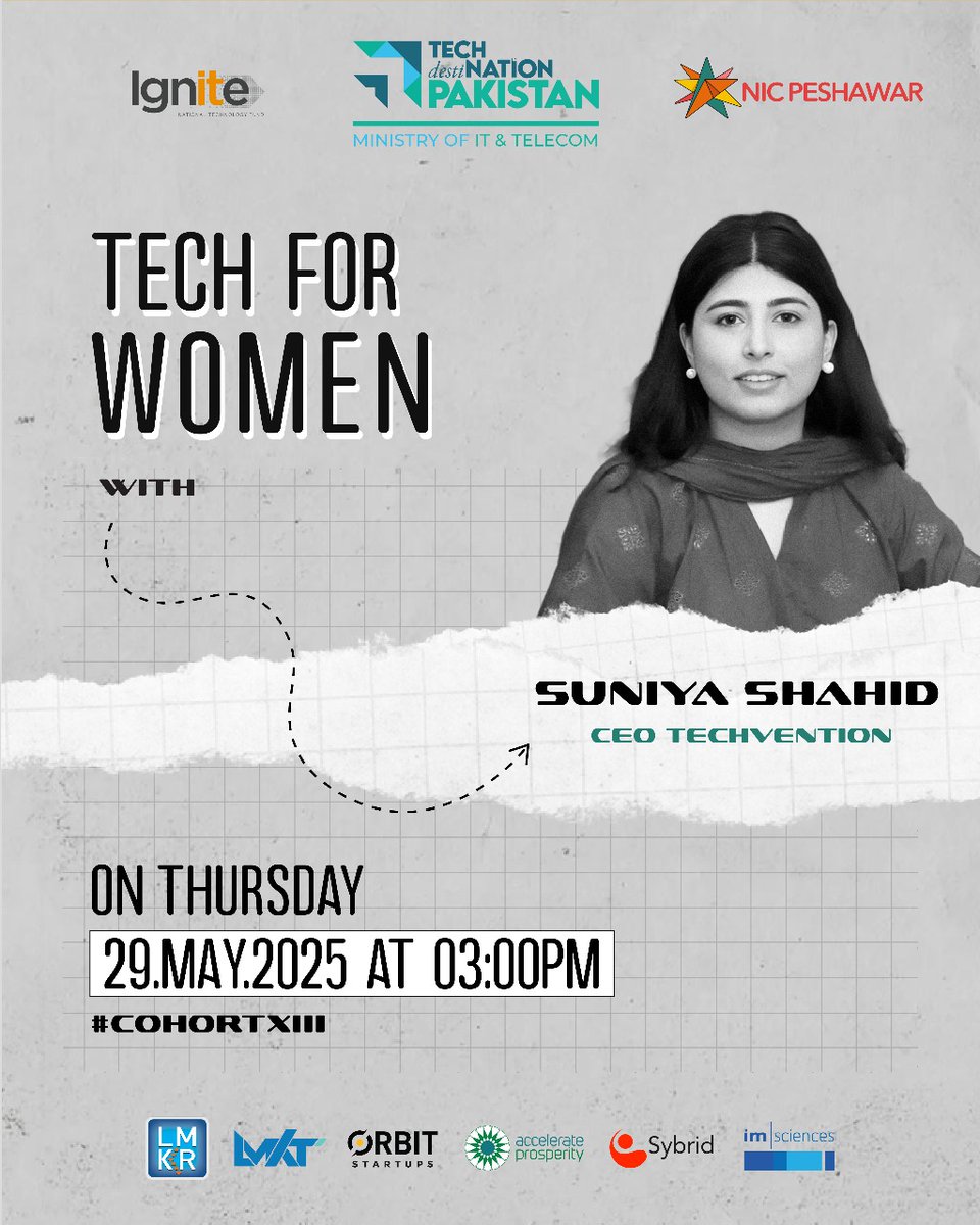 We’re excited to announce an open-for-all session titled “Tech for Women” led by Suniya Shahid, a visionary and doer known for her work in creating AI-powered eye care devices and tech solutions that tackle mental health challenges.
Join Zoom Meeting: us02web.zoom.us/j/89813871690