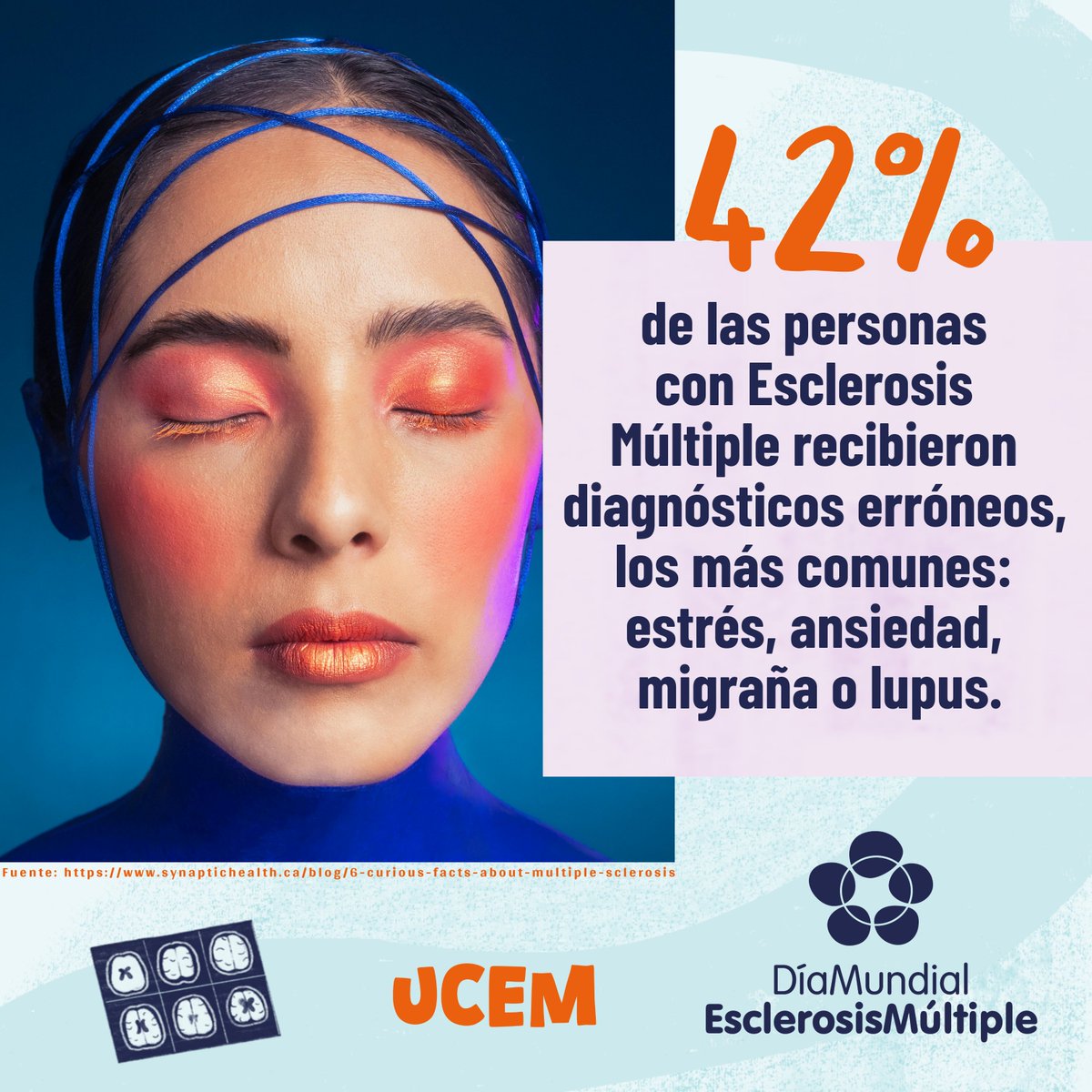 Es muy común que las personas con #𝗘𝘀𝗰𝗹𝗲𝗿𝗼𝘀𝗶𝘀𝗠ú𝗹𝘁𝗶𝗽𝗹𝗲 reciban diagnósticos erróneos, estos son algunos de los más comunes. ¿Alguno te parece familiar? #NavegandoJuntosLaEM #MiDiagnósticoDeEM #DíaMundialDeLaEM #WorldMSDay