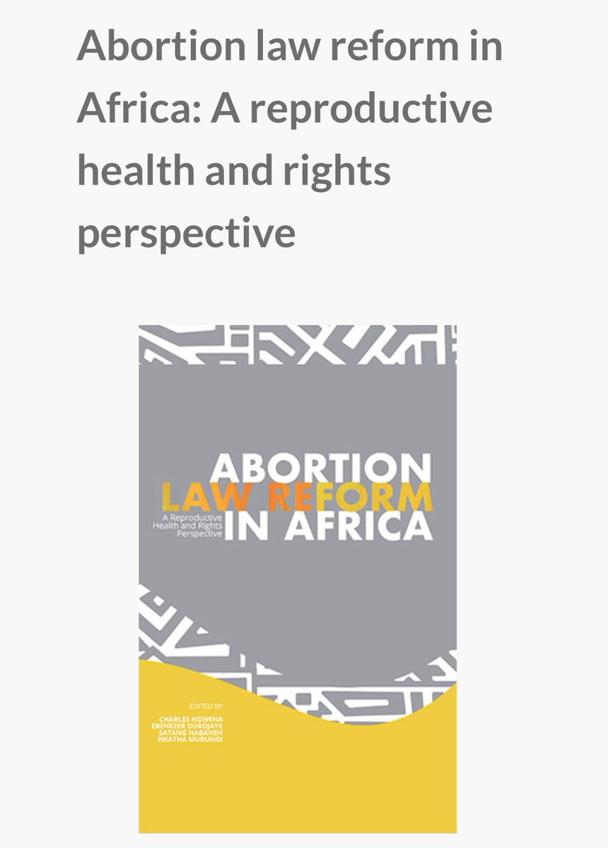 Camilla (@camillapickles) on Twitter photo Open access: Abortion law reform in Africa: A reproductive health and rights perspective
pulp.up.ac.za/catalogue/edit…
Congrats <a href="/DrSatangNabaneh/">Satang Nabaneh Cham</a> & co editors! Open access: Abortion law reform in Africa: A reproductive health and rights perspective
pulp.up.ac.za/catalogue/edit…
Congrats <a href="/DrSatangNabaneh/">Satang Nabaneh Cham</a> & co editors!