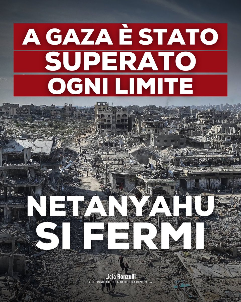 Quanto sta accadendo a #Gaza è inaccettabile.
Ogni Democrazia ha un limite: il rispetto della vita umana.
#Netanyahu si fermi!