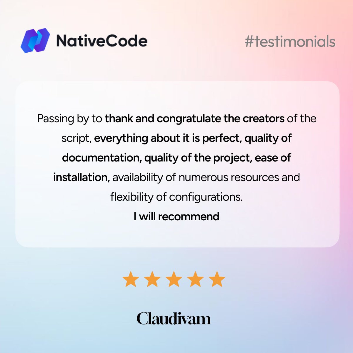 NativeCodeIn's tweet image. 😇 Spreading some Positivity ✨
🔗 Check our Products here - cutt.ly/6raSfYYJ
#SaaS #NativeCode #ClientFeedback