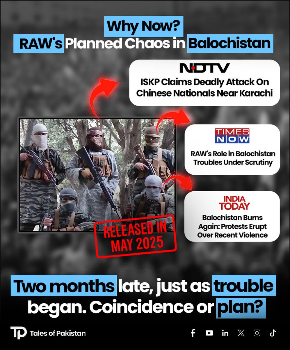 Why did a March video drop in May? Because Balochistan had to burn right on cue.
Two months old, but released exactly when unrest was needed. Coincidence? Or a calculated move?
📢 Expose the timing. Unmask the script.

#RAWExposed #BalochistanUnrest #ISKPVideo #IndianPropaganda