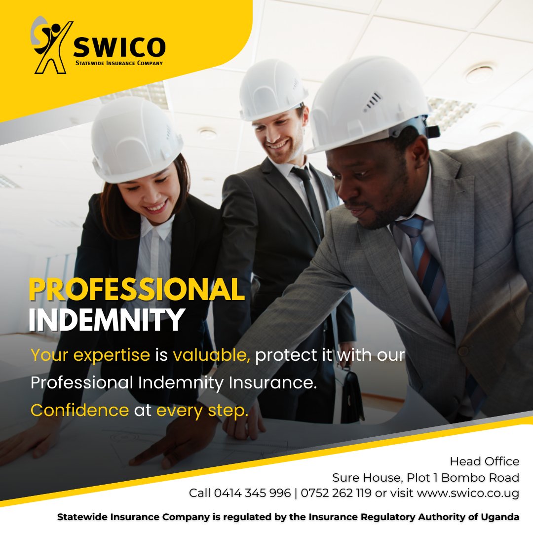 swico_uganda's tweet image. Your expertise deserves unwavering protection. SWICO's professional indemnity insurance offers a safety net against potential errors or omissions, empowering you to navigate your professional journey with confidence and resilience. #SecureWithSWICO