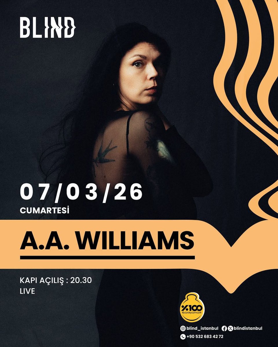karanlık huylarını sevdiğimiz a.a. williams, 7 mart 2026'da <a href="/blindistanbul/">Blind İstanbul</a>'da. 🤍