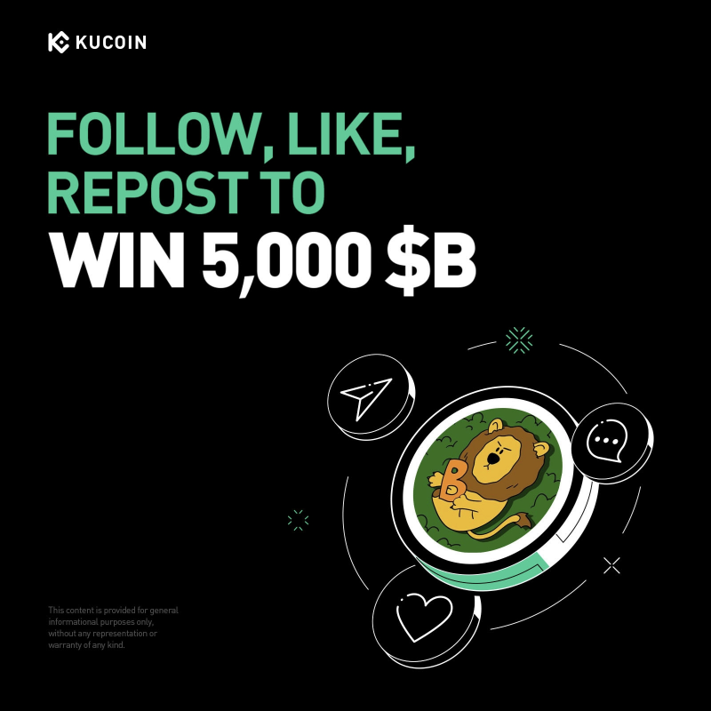 kucoincom's tweet photo. 🎉 #Giveaway Alert: Celebrate the $B listing on #KuCoin!

1️⃣ Follow @kucoincom &amp; @BUILDonBsc_AI
2️⃣ Repost, Like with quote "Trade $B on #KuCoin!" + tag 3 friends
3️⃣ Fill out Gleam form

🎁 5,000 $B for 100 winners!

⏰ 48 hours